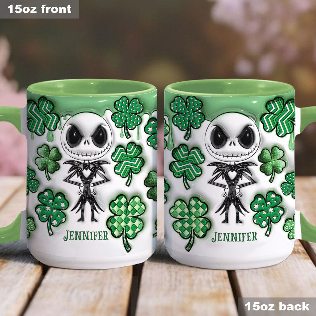Personalized Nightmare Accent Mug with Shamrocks for Mom Accent Mug GradoCreations