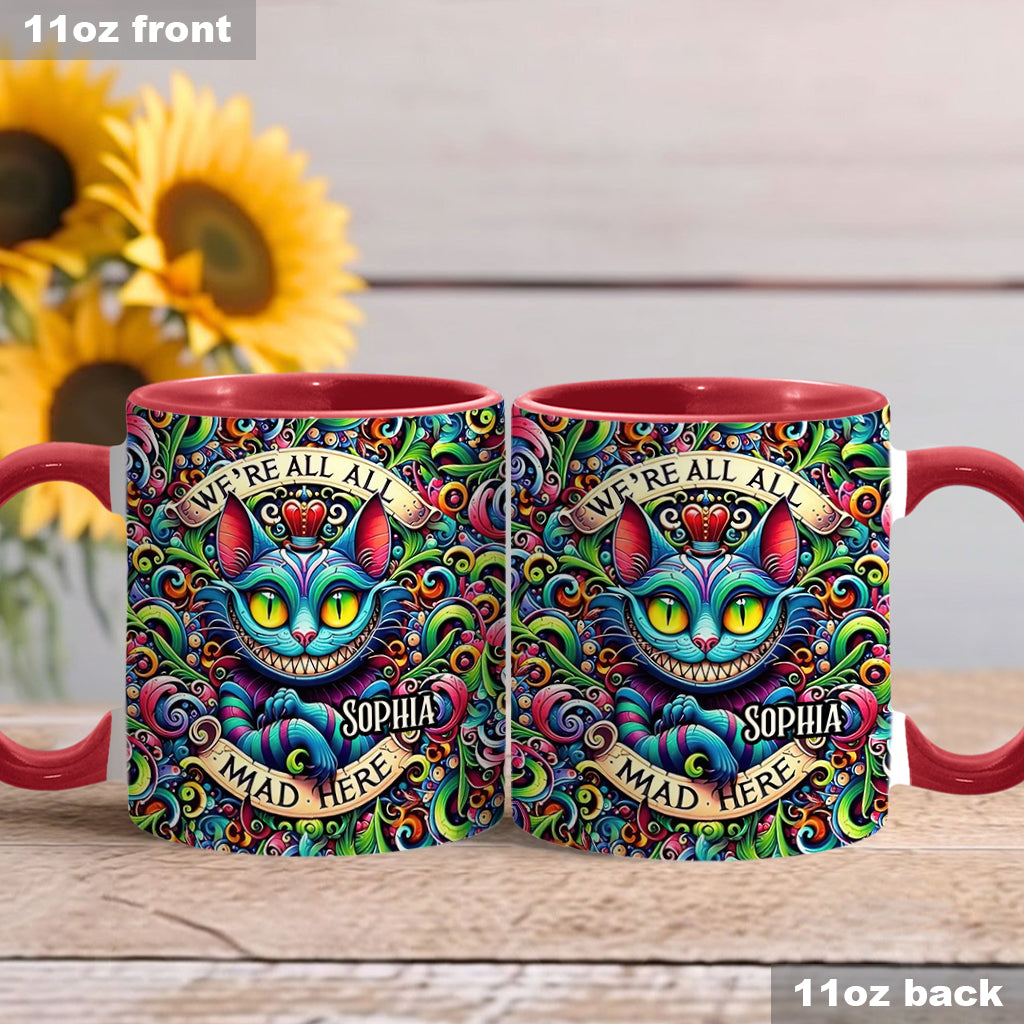 Personalized Ceramic Accent Mug with Colorful Cat Design for Birthdays or Christmas Accent Mug GradoCreations
