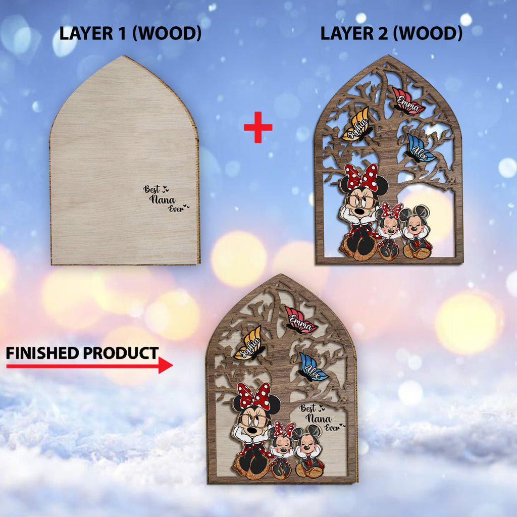 Personalized Best Nana Ever Mouse Ears 2-Layered Wood Sign Gift 2 Layered Wood Sign GradoCreations