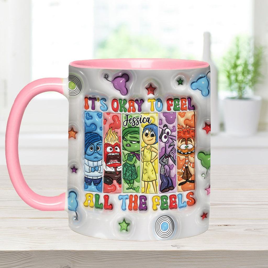 Personalized Accent Mug It's Okay To Feel All The Feels Gift for Birthday/Graduation Accent Mug GradoCreations