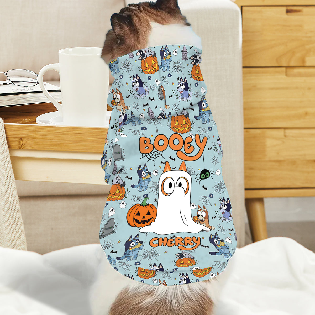 Personalized Halloween Dog Hoodie Cute Booey Design for Pets Pet Hoodie GradoCreations