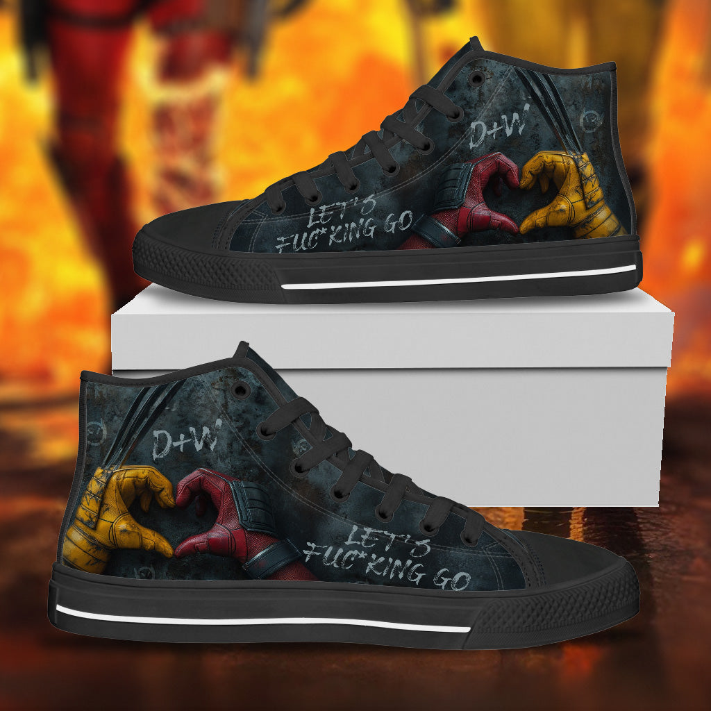 Personalized High Top Shoes with Let's Fu*cking Go Design for Couples High Top Shoes GradoCreations