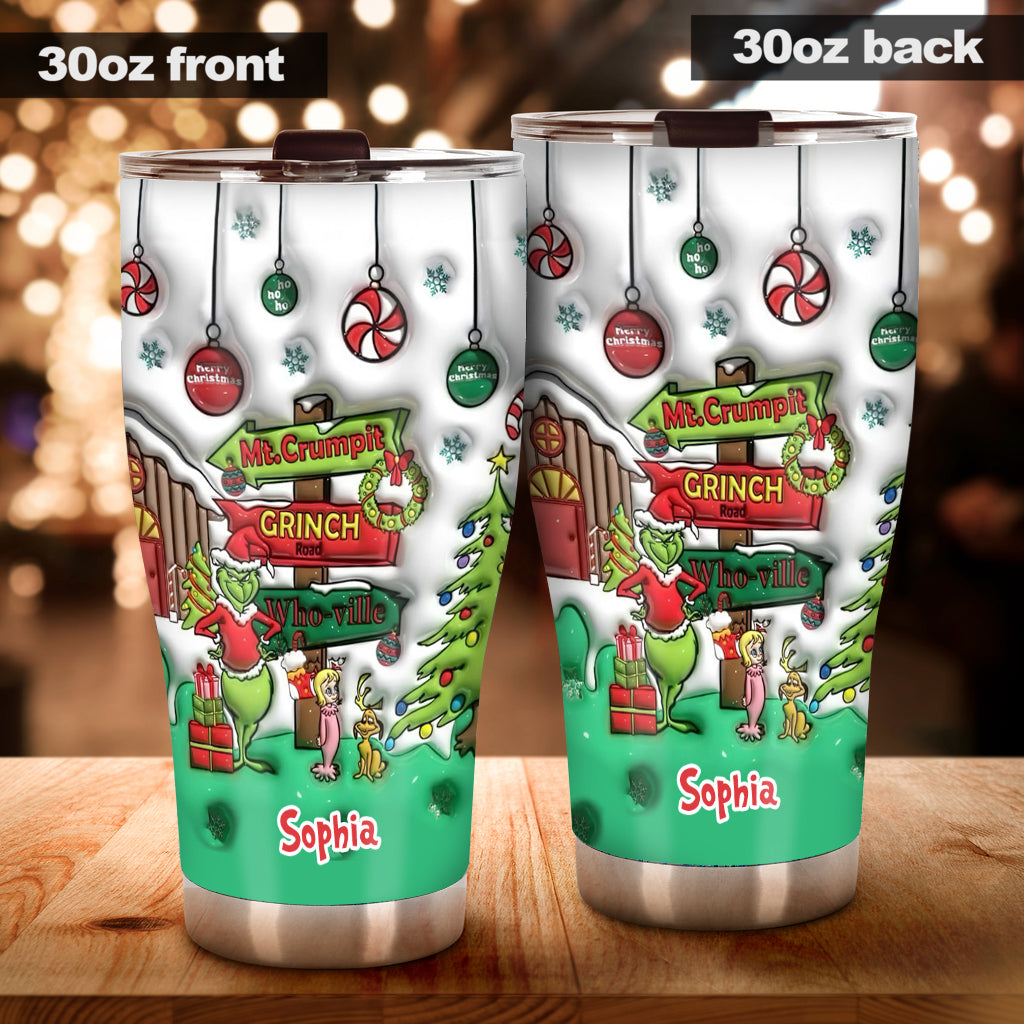 Personalized Grinch Christmas Tumbler Custom Name Gift Tumbler GradoCreations