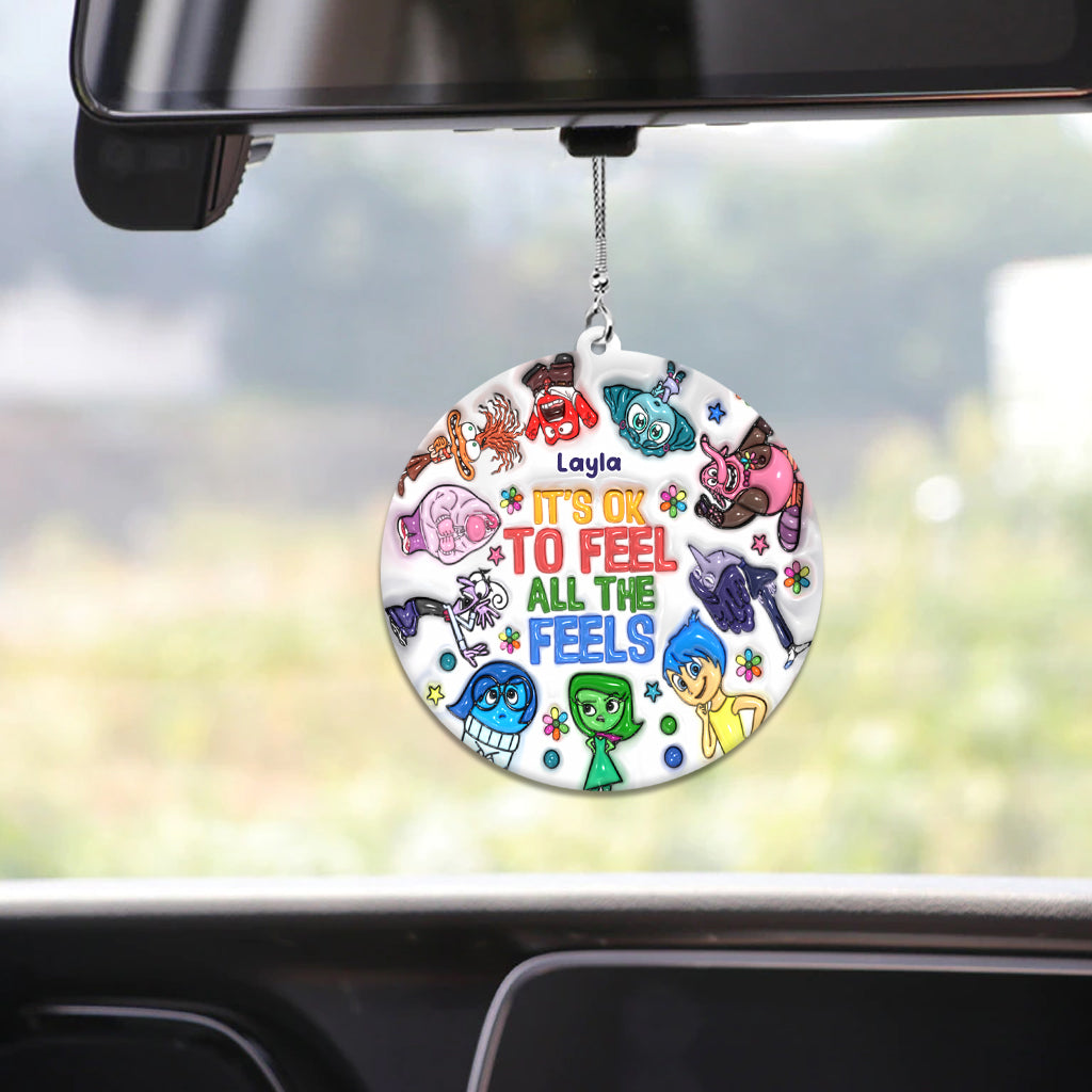 Personalized Acrylic Car Ornament It's Ok To Feel All The Feels Gift for Christmas Car Ornament GradoCreations