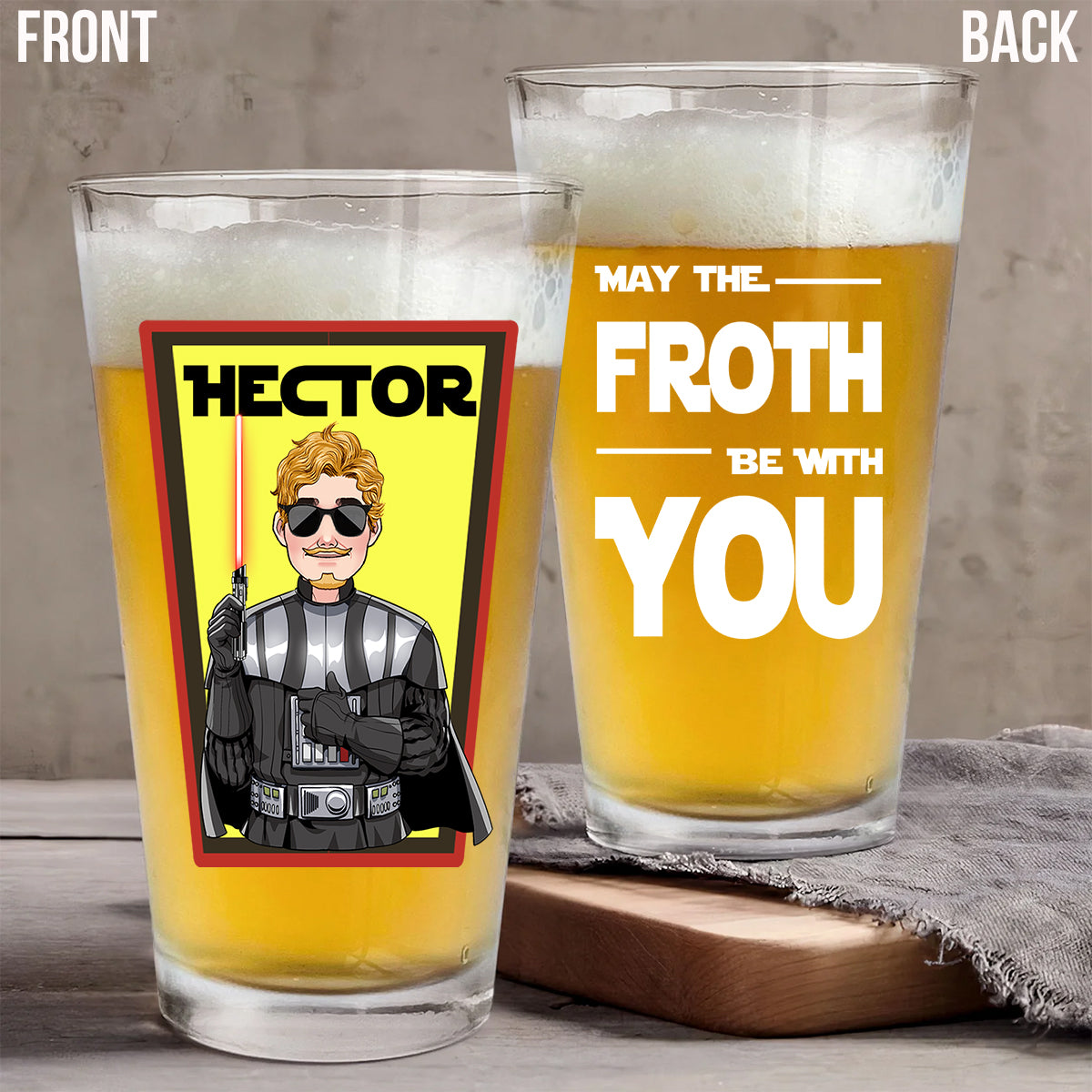 Personalized Beer Glass May The Froth Be With You Custom Gift for Dad Beer Glass GradoCreations