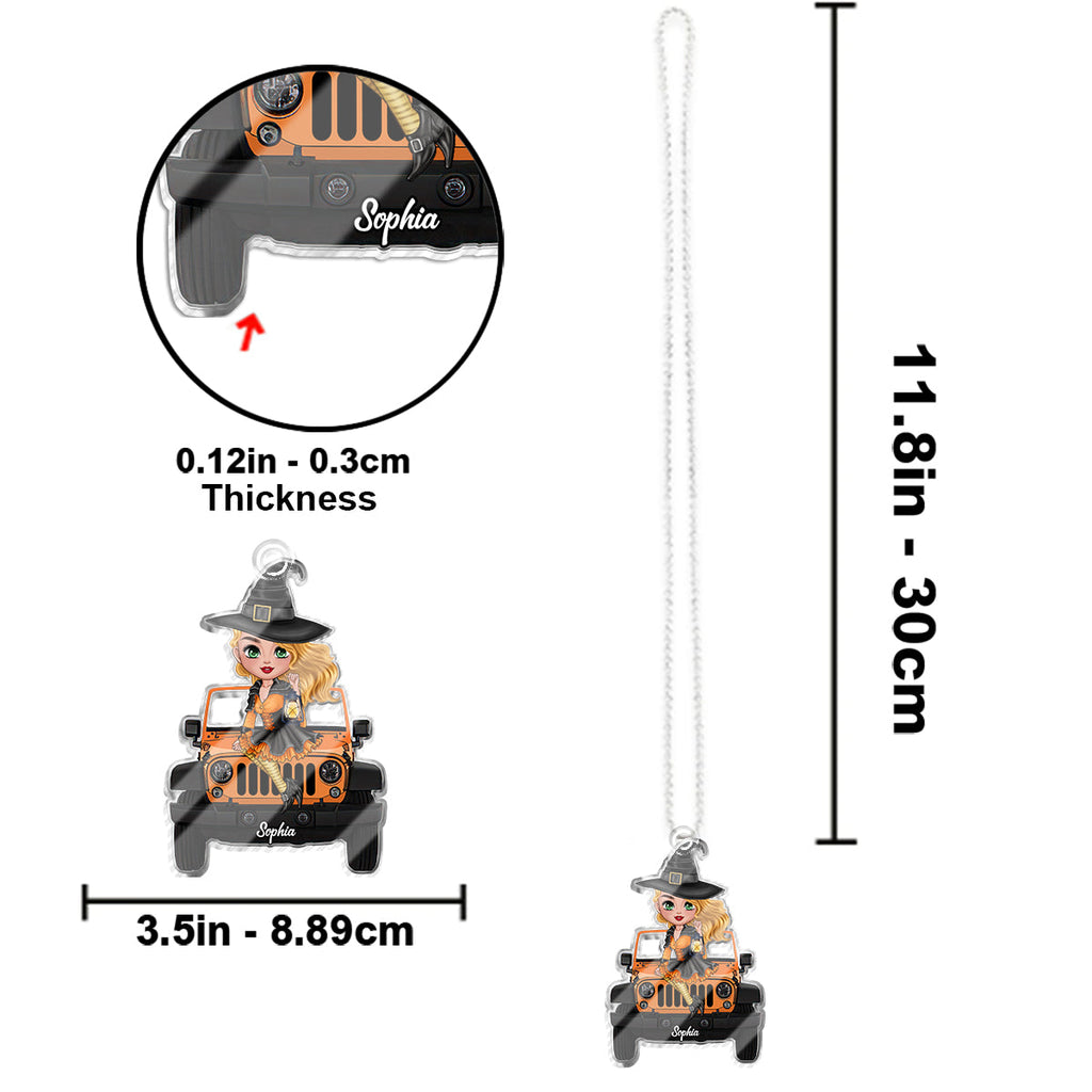 Personalized Witch Car Ornament Custom Shaped Gift for Halloween One-sided Custom Shaped Car Ornament GradoCreations
