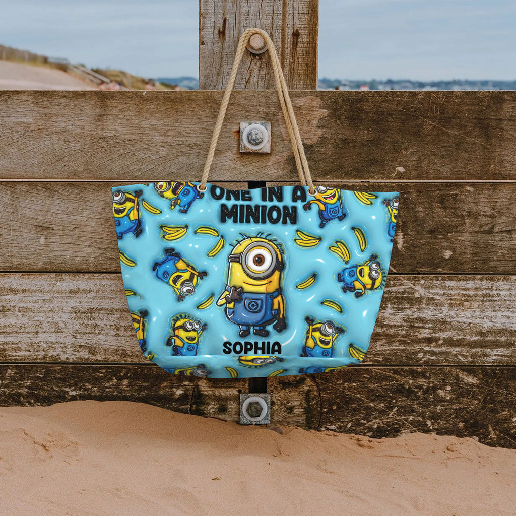 Personalized Canvas Beach Bag Custom Minions Design Gift Beach Bag GradoCreations