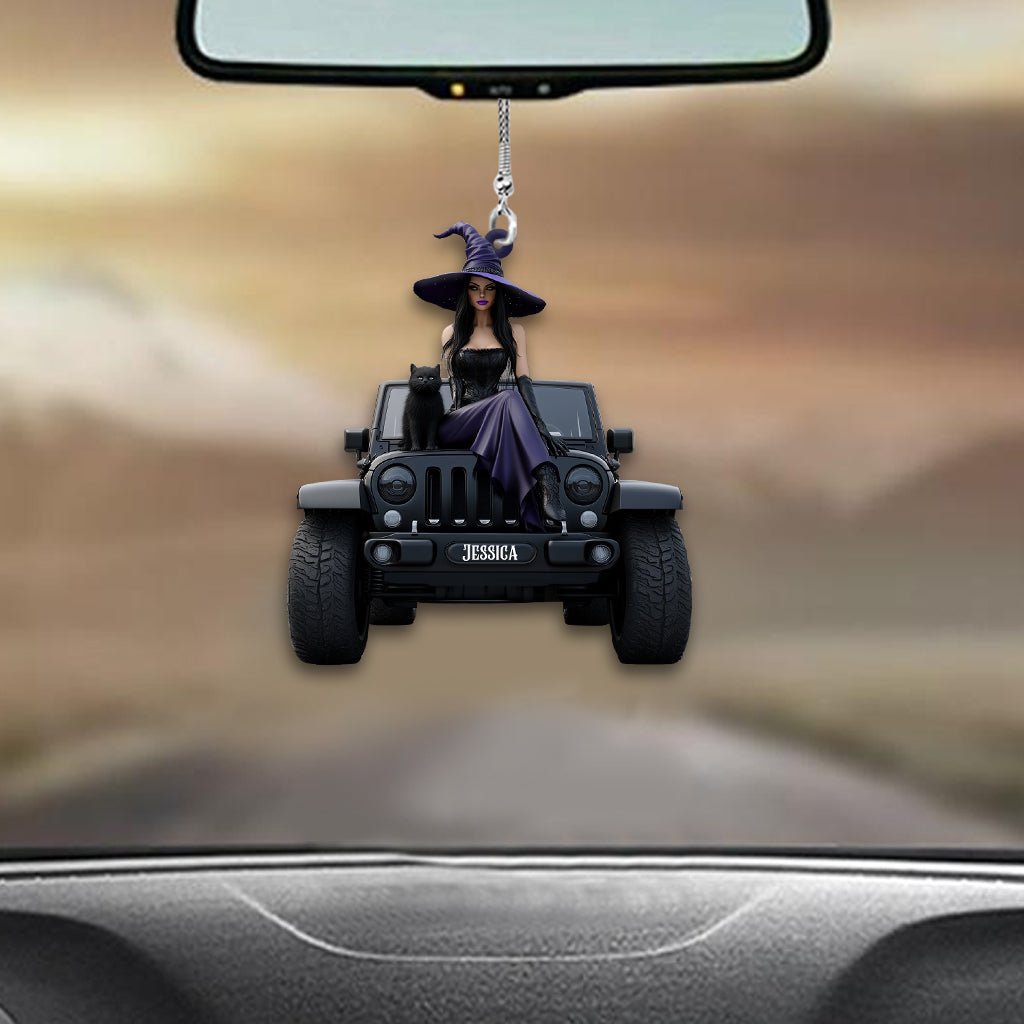 Personalized Witch Car Ornament Custom Name Gift for Halloween Car Ornament GradoCreations