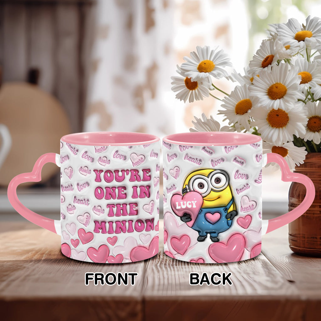 Personalized Heart Handle Mug Minion Design Custom Name Gift for Valentine’s Day Heart Handle Mug GradoCreations