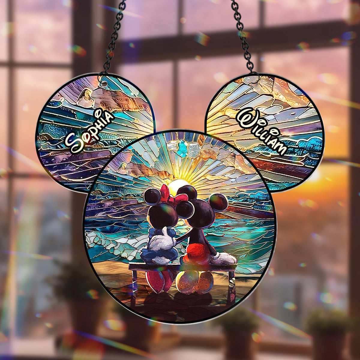 Personalized Beach Couple Suncatcher Ornament Gift for Home Window Hanging Suncatcher Ornament GradoCreations