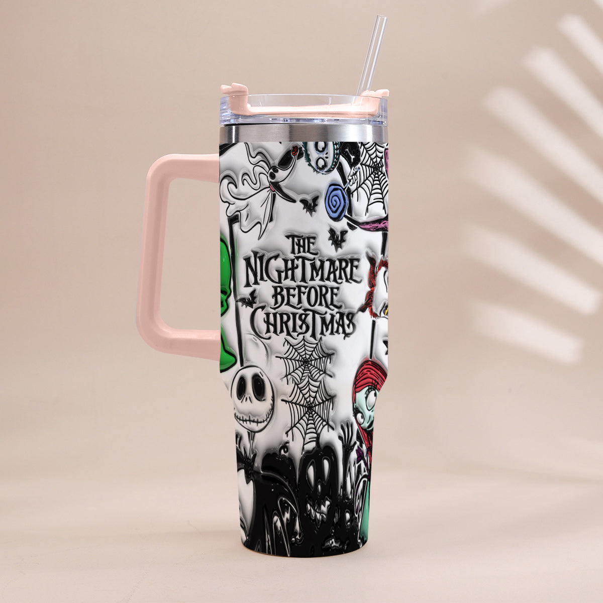 Personalized Nightmare Tumbler with Handle Custom Name Gift Tumbler With Handle GradoCreations