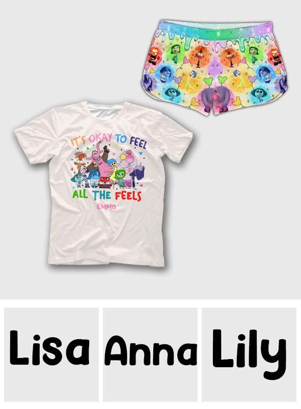 Personalized All Over Shirt & Shorts Set for Women - Colorful Feelings Gift All Over Shirt & Women Shorts GradoCreations