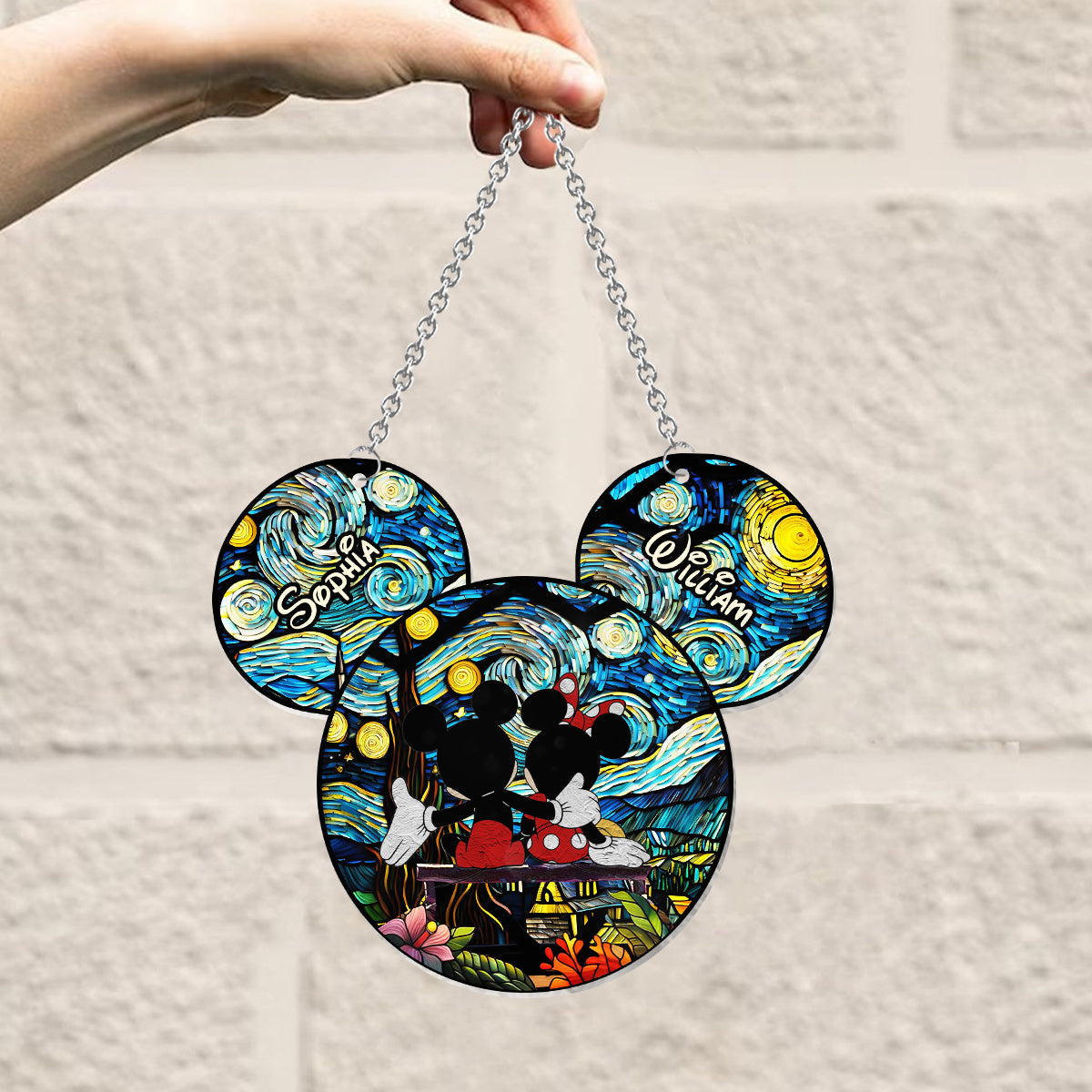 Personalized Mouse Couple Suncatcher Ornament for Animal Lovers Window Hanging Suncatcher Ornament GradoCreations