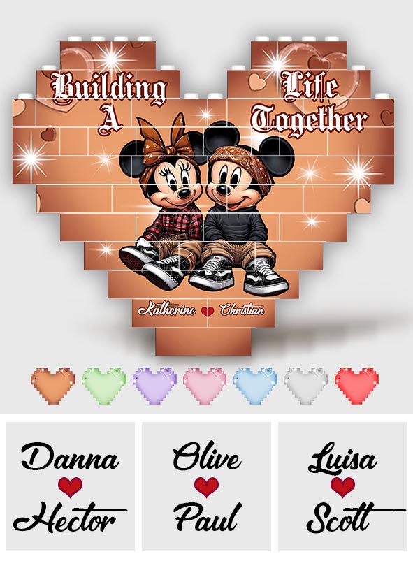 Personalized Heart Building Brick Blocks Custom Couple Gift for Wedding Anniversary Heart Building Brick Blocks GradoCreations