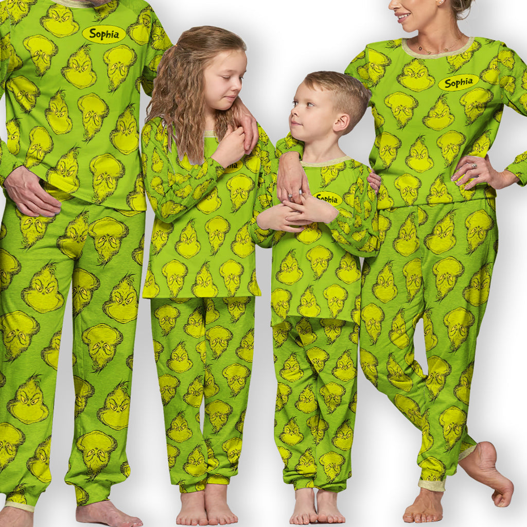 Personalized Grinch Pajama Set for Kids | Christmas Gift Pajamas Set GradoCreations