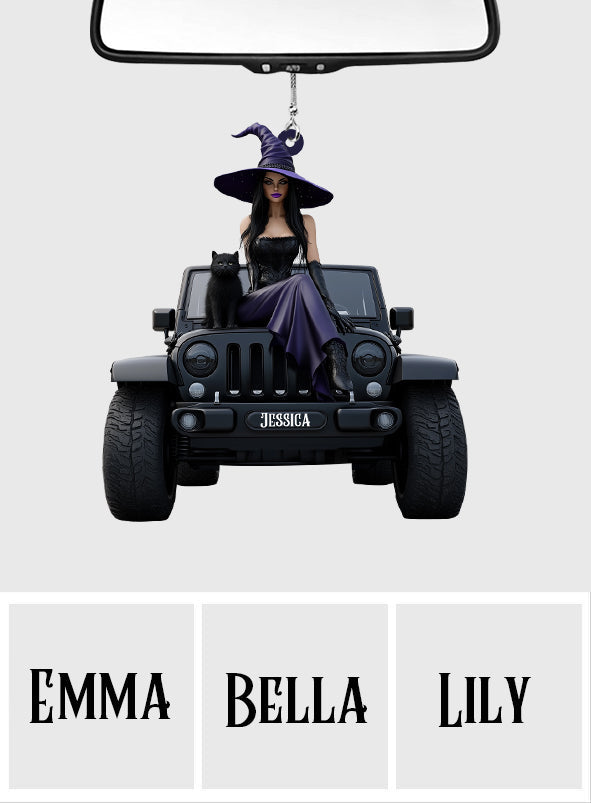 Personalized Witch Car Ornament Custom Name Gift for Halloween Car Ornament GradoCreations