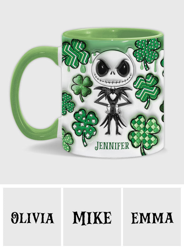 Personalized Nightmare Accent Mug with Shamrocks for Mom Accent Mug GradoCreations