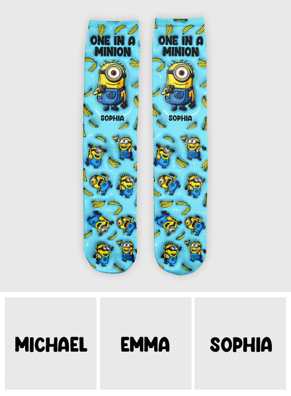 Personalized Minion Socks Custom Name Fun Gift for Kids Socks GradoCreations