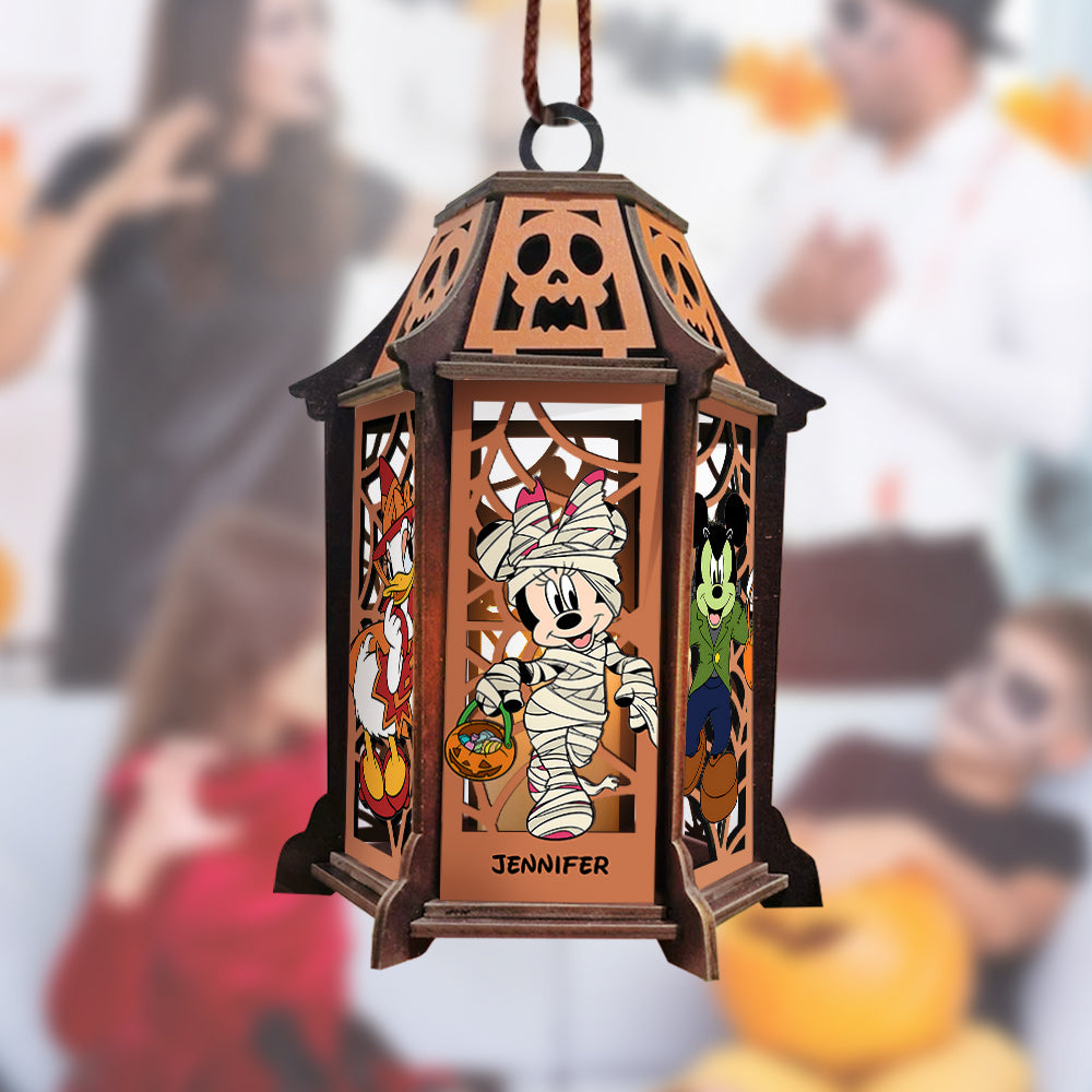 Personalized Halloween Wooden Lantern with Custom Name Decor Laser Cut Lantern GradoCreations