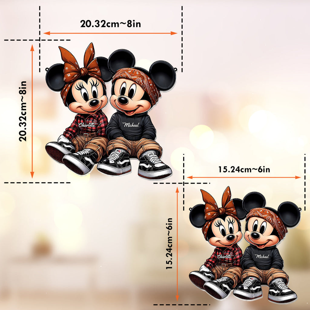 Personalized Mouse Couple Suncatcher Ornament Custom Gift for Couples Window Hanging Suncatcher Ornament GradoCreations