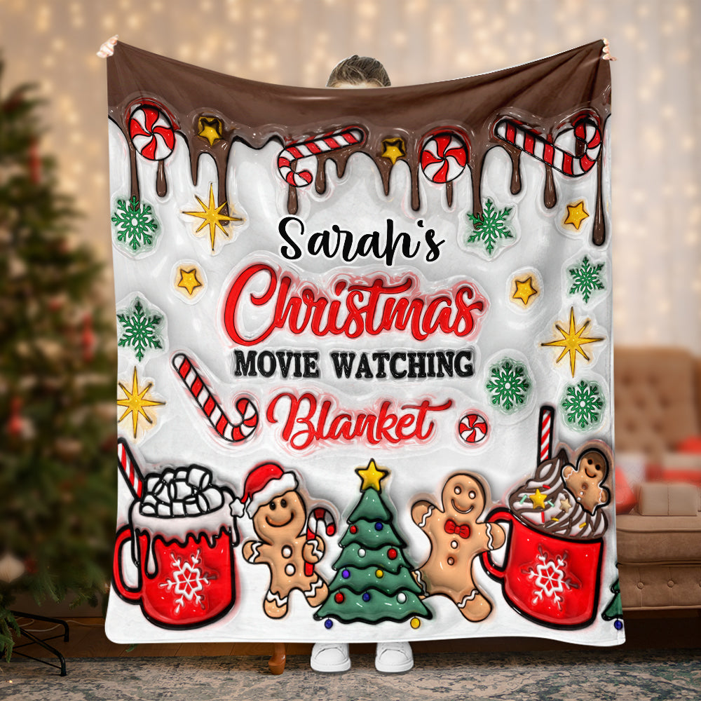 Personalized Christmas Movie Watching Blanket Custom Name Gift Blanket GradoCreations