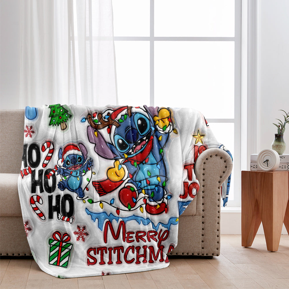 Personalized Merry Stichmas Ohana Blanket Custom Name Gift Blanket GradoCreations