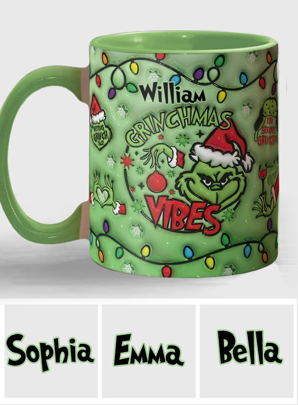 Personalized Grinchmas Vibes Accent Mug Custom Name Gift Accent Mug GradoCreations