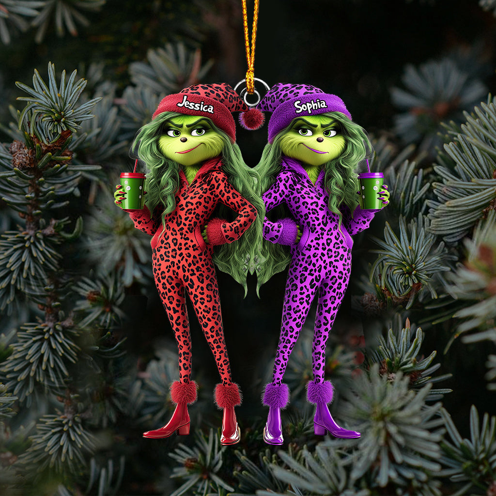 Personalized Grinch Squad Transparent Ornament Custom Gift for Christmas One-sided Ornament GradoCreations