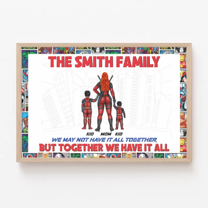 Personalized Superhero Family Canvas Print Custom Design Gift