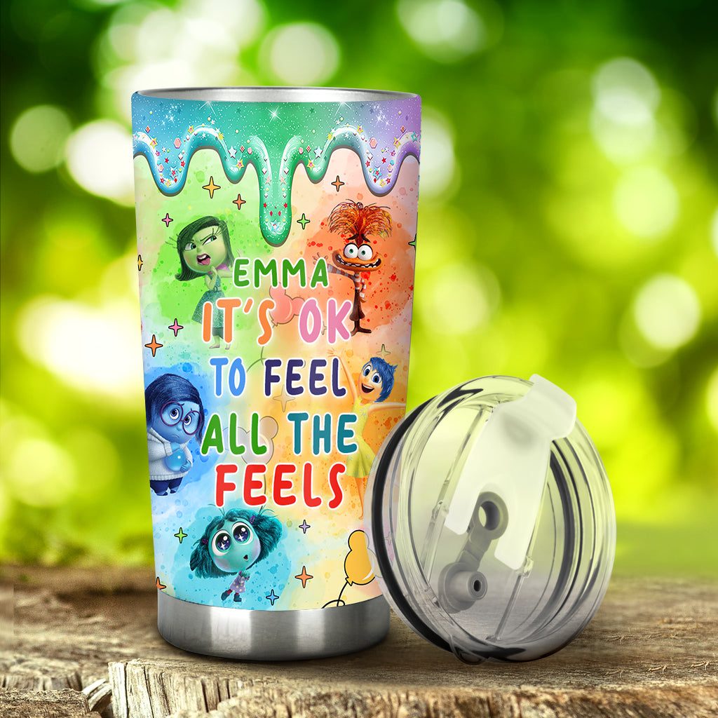 Personalized Tumbler It's Ok To Feel All The Feels Gift for Kids Tumbler GradoCreations