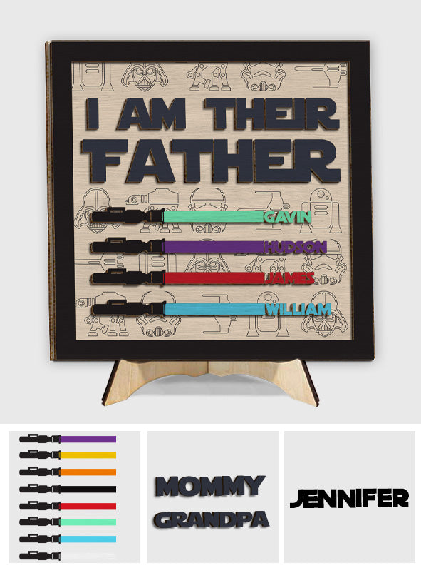 Personalized 2 Layered Wood Plaque I Am Their Father Gift for Dad 2 Layered Wood Sign GradoCreations