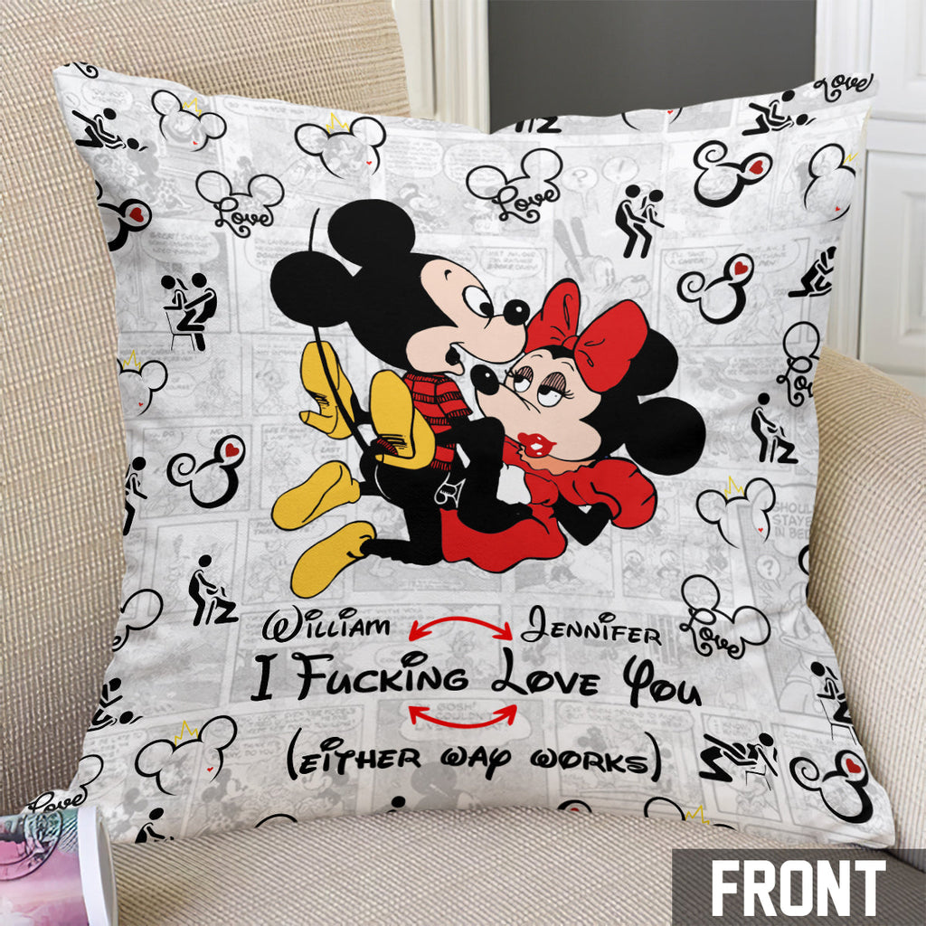Personalized Mouse Couple Throw Pillow Custom Name Gift for Couples Throw Pillow GradoCreations