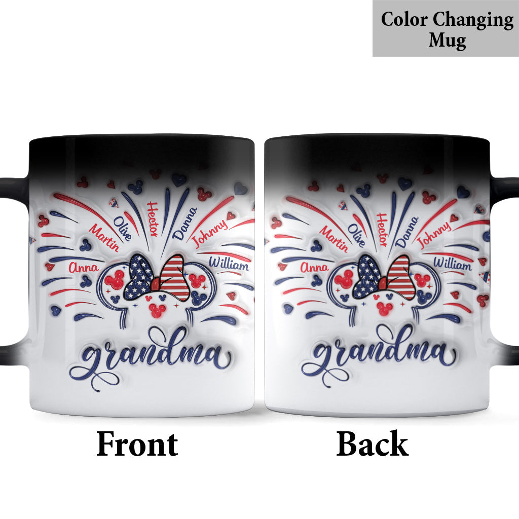 Personalized Firework Mouse Mug Custom Family Names Gift for Grandma Mug GradoCreations
