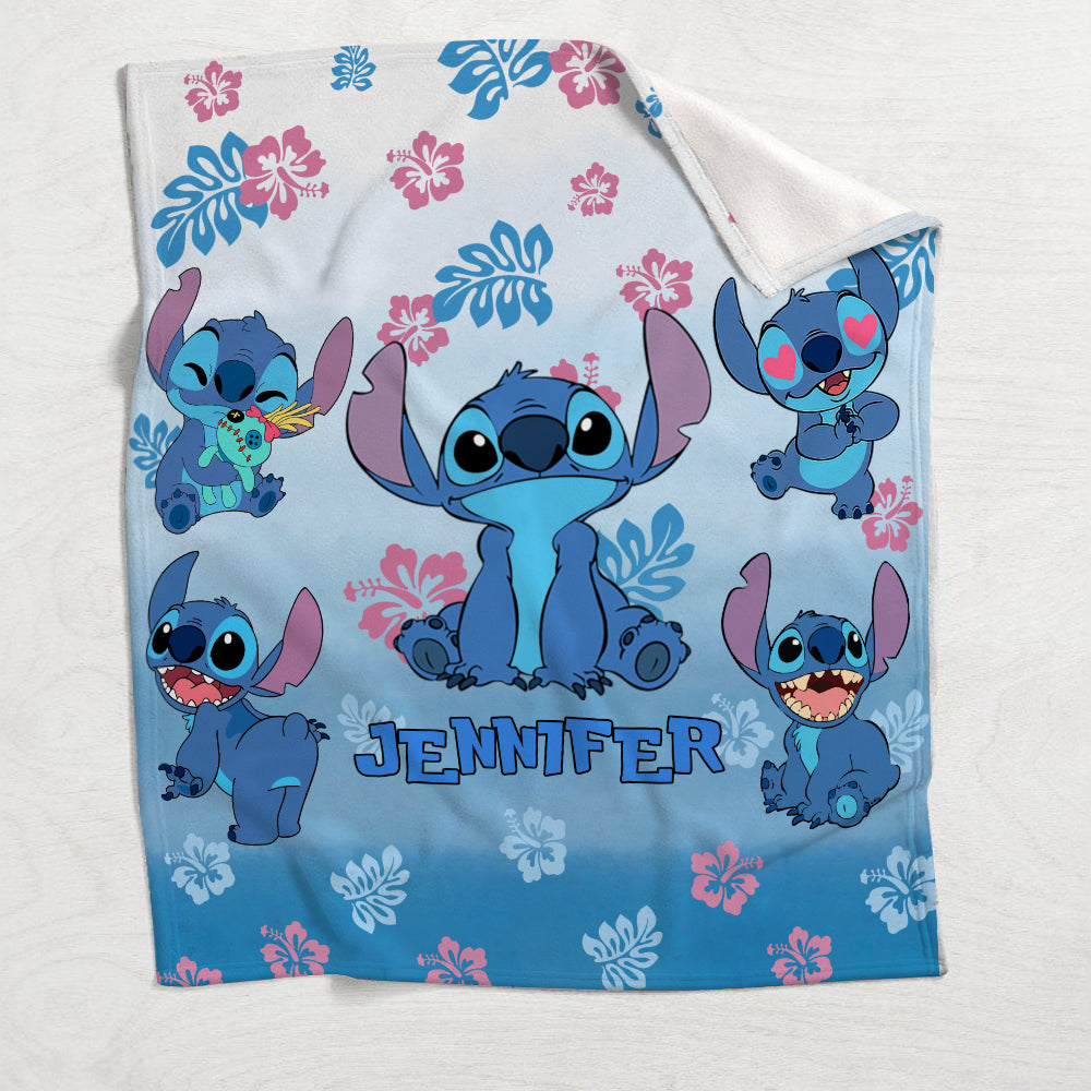 Personalized Blue Gradient Ohana Blanket Custom Name Gift Blanket GradoCreations