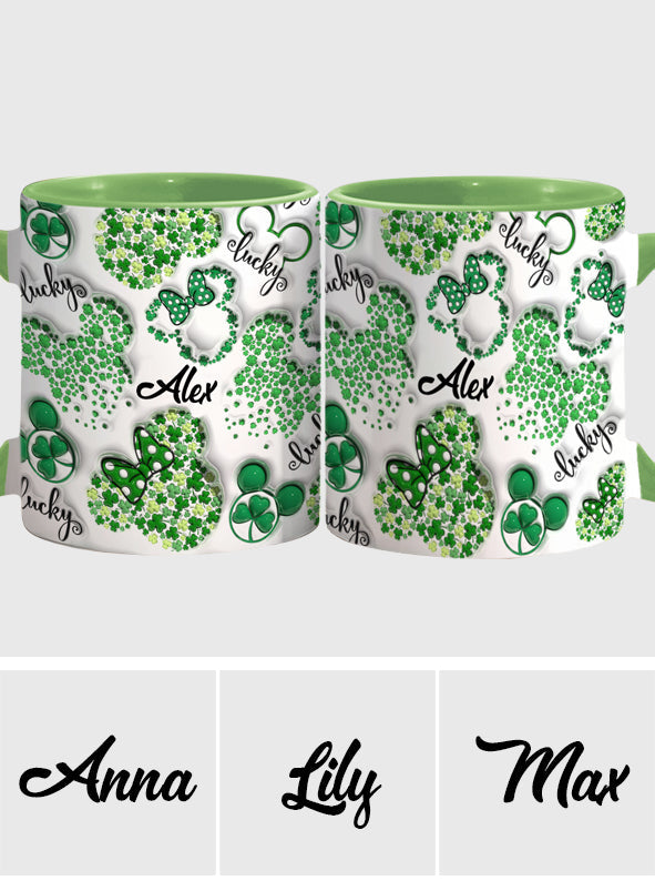 Personalized Shamrock Mouse Ears Accent Mug Gift for St. Patrick's Day Accent Mug GradoCreations