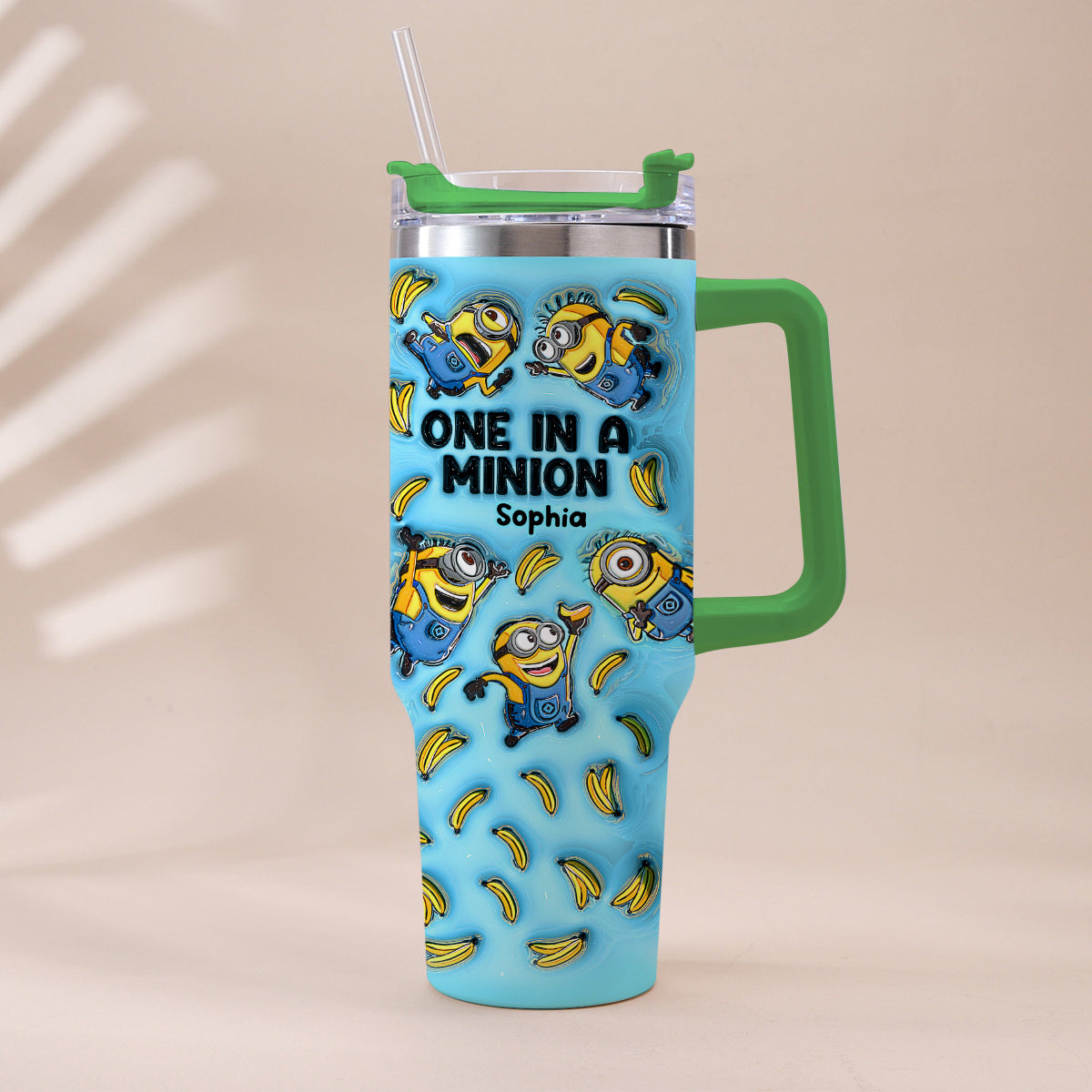 Personalized Minion Tumbler with Handle - Custom Name Gift Tumbler With Handle GradoCreations
