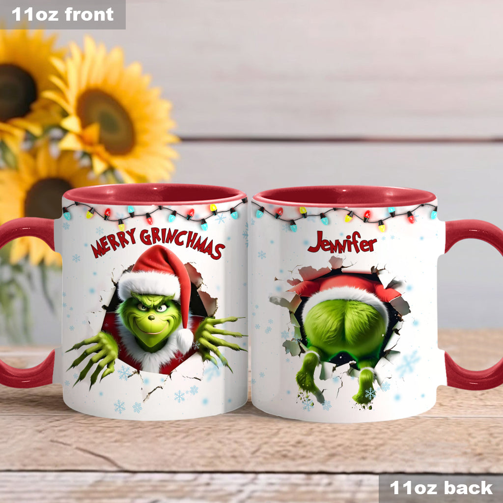 Personalized Merry Grinchmas Accent Mug Custom Name Gift Accent Mug GradoCreations