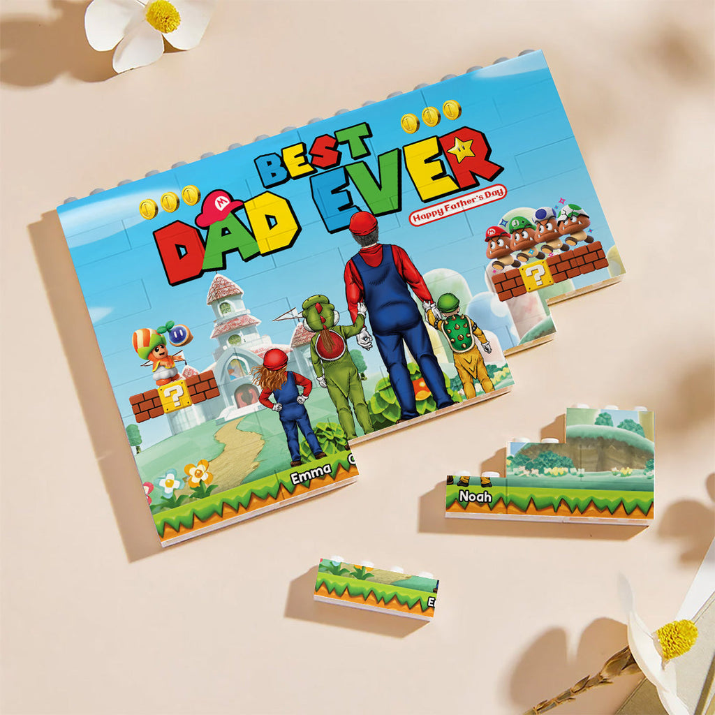 Personalized Best Dad Ever One-Sided Building Brick Block Gift One-sided Rectangle Building Brick Blocks GradoCreations