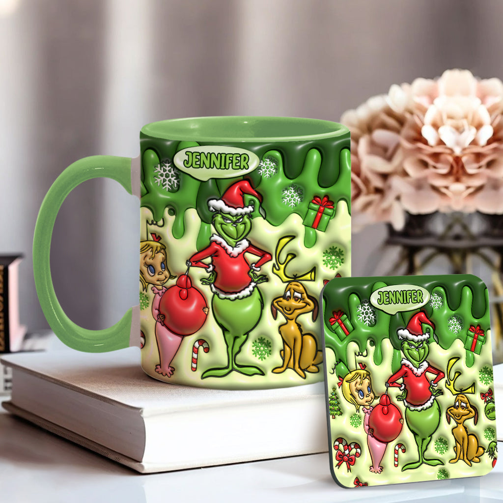 Personalized Grinch Accent Mug & Coaster Custom Name Gift Accent Mug GradoCreations