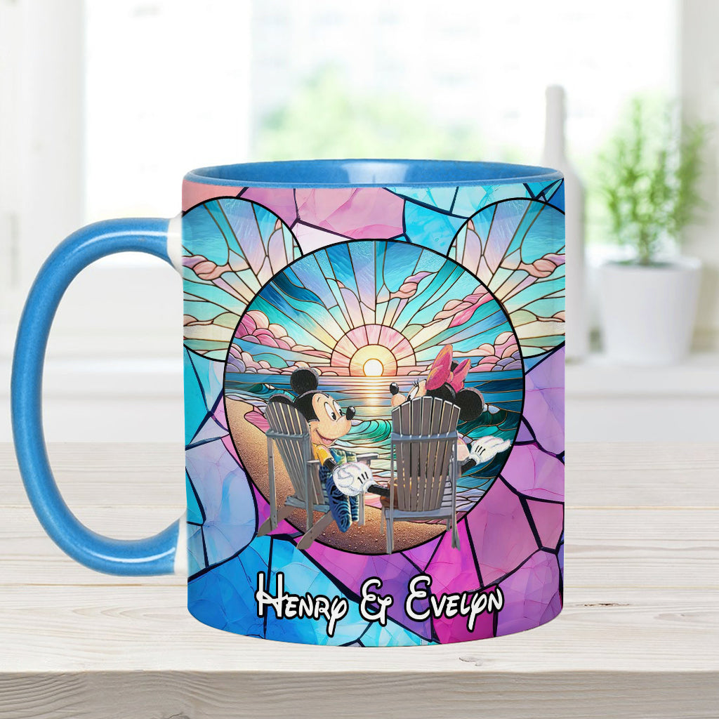 Personalized Ceramic Accent Mug with Sunset Design for Couples Accent Mug GradoCreations