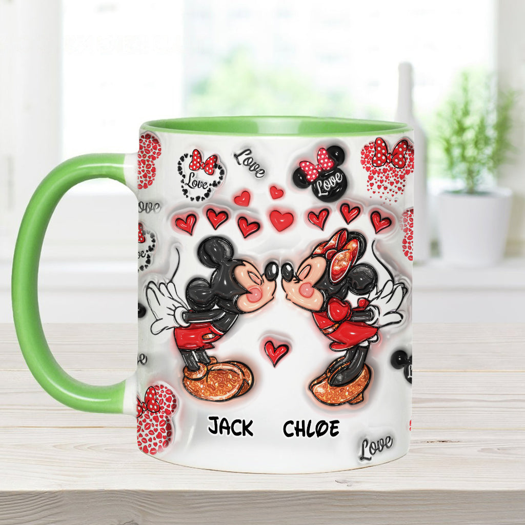 Personalized Accent Mug You & Me Kissing Mickey Minnie Gift for Couple Accent Mug GradoCreations