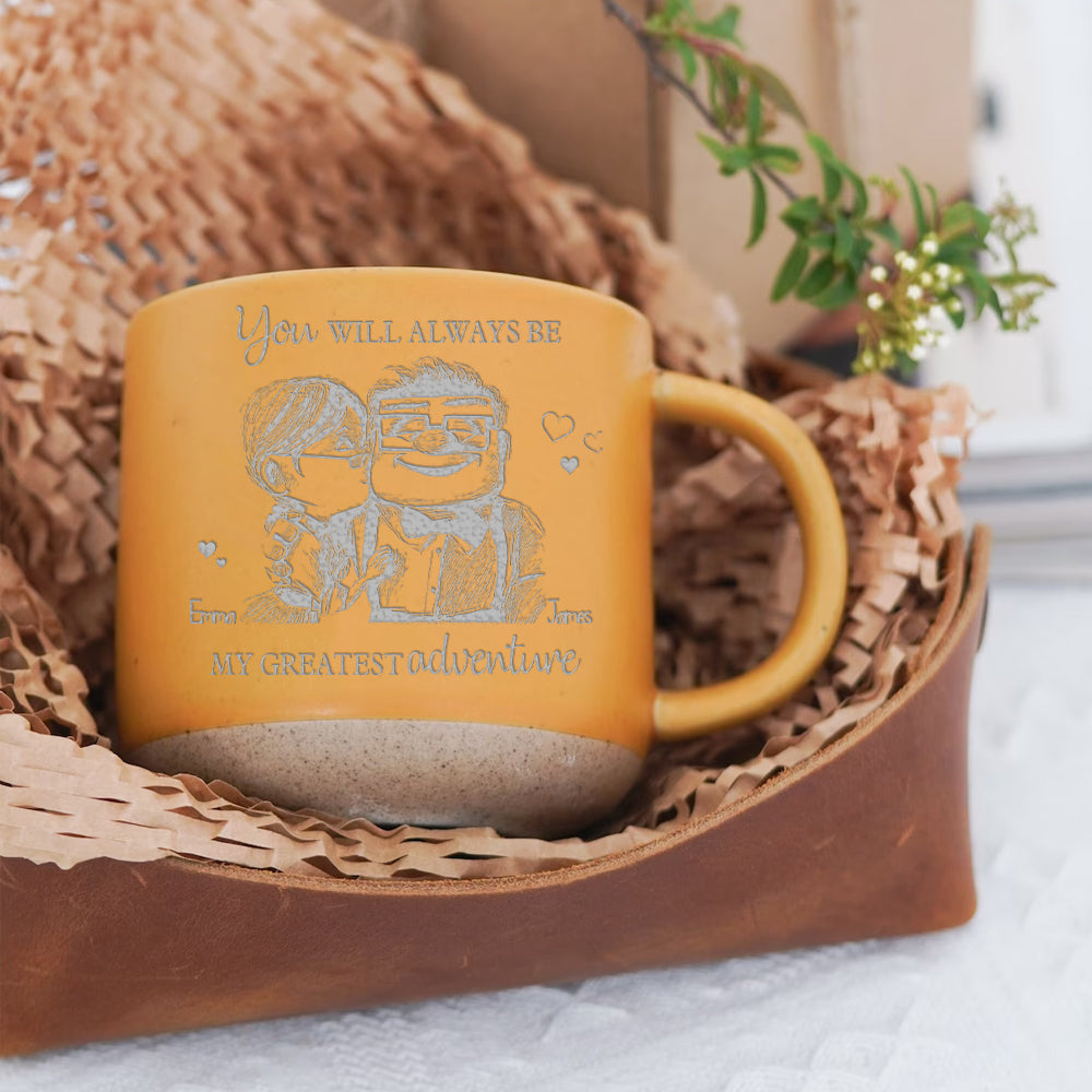 Personalized Engraved Pottery Mug Custom Name Gift for Couples Engraved Pottery Mug GradoCreations