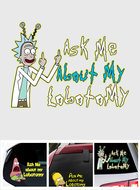 Personalized Science Decal 'Ask Me About My Lobotomy' Custom Design for Car or Laptop Decal Full GradoCreations