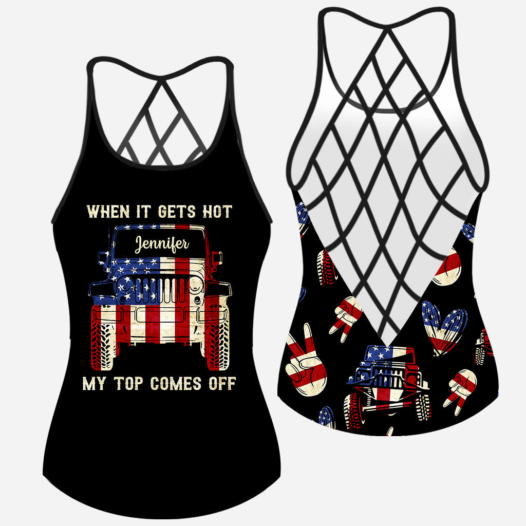 Personalized Cross Tank Top USA Flag Design Custom Name Gift Cross Tank Top GradoCreations