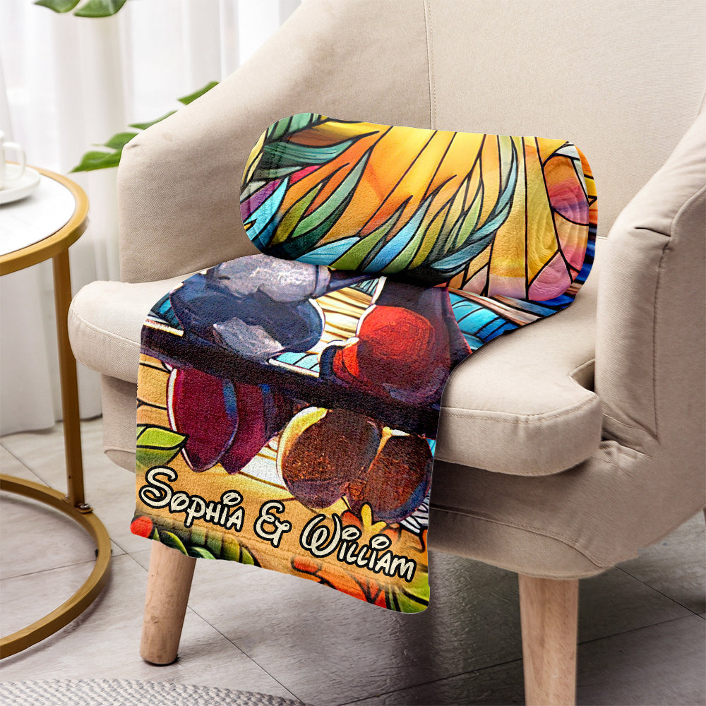 Personalized Romantic Sunset Mouse Blanket Custom Couple Gift Blanket GradoCreations