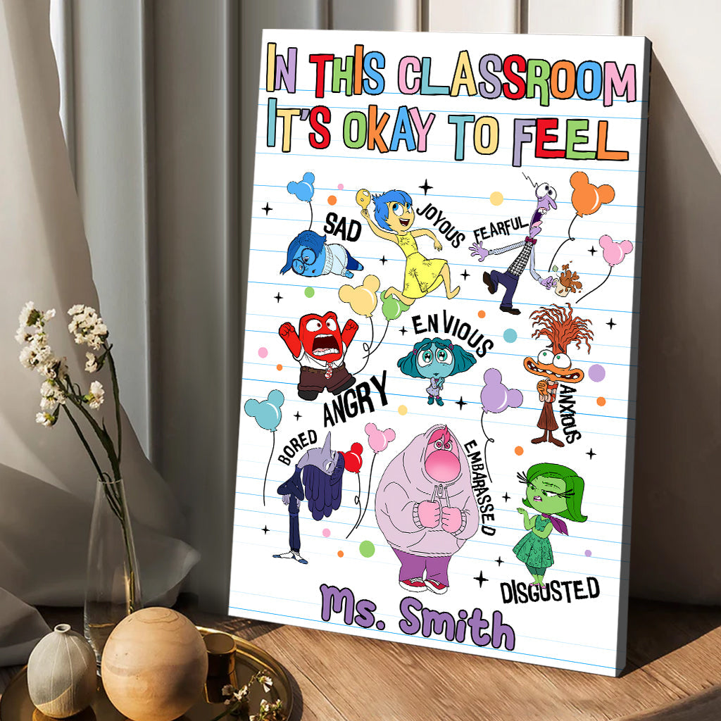 Personalized Classroom Wall Art Feelings Canvas Print Gift for Teacher Canvas And Poster GradoCreations