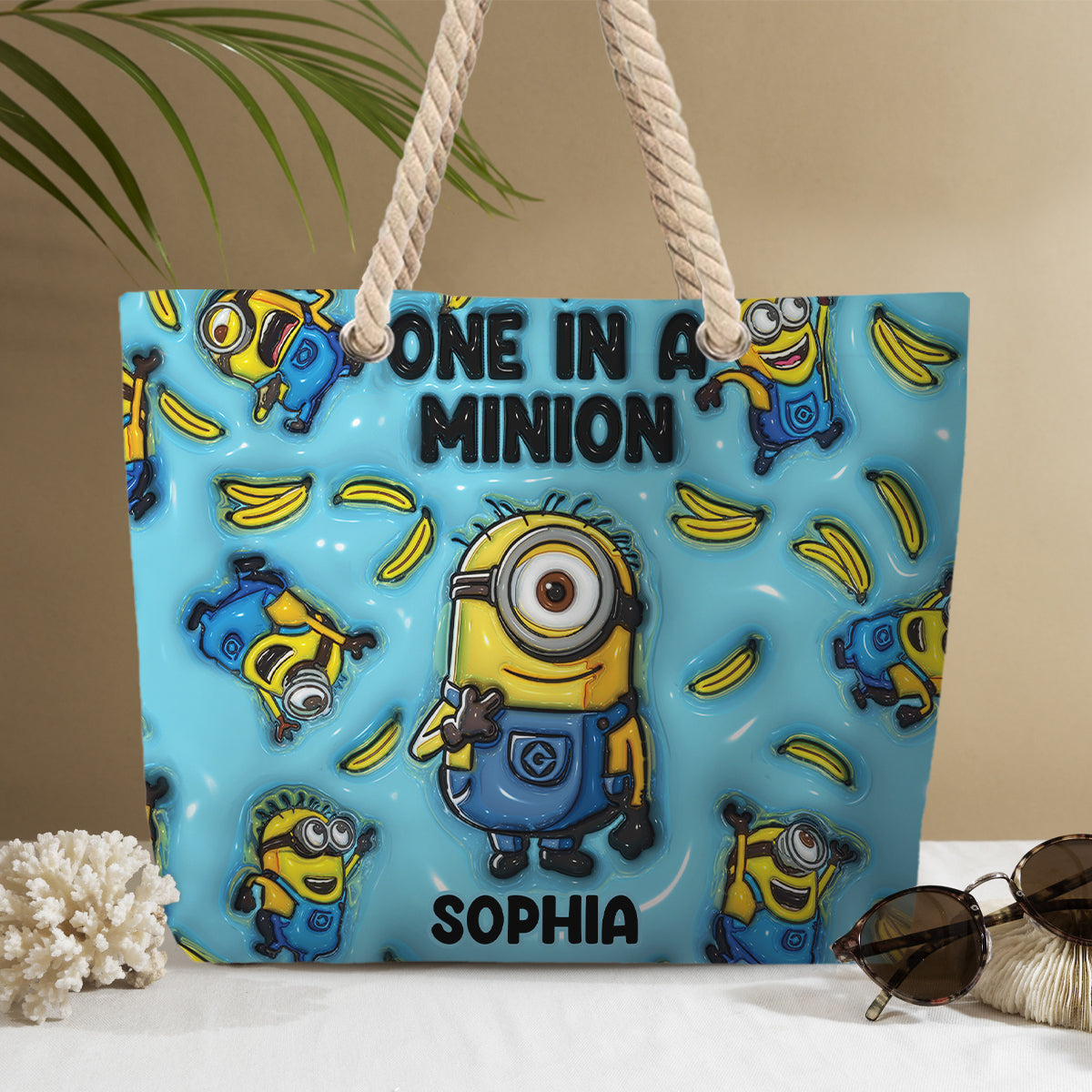 Personalized Canvas Beach Bag Custom Minions Design Gift Beach Bag GradoCreations