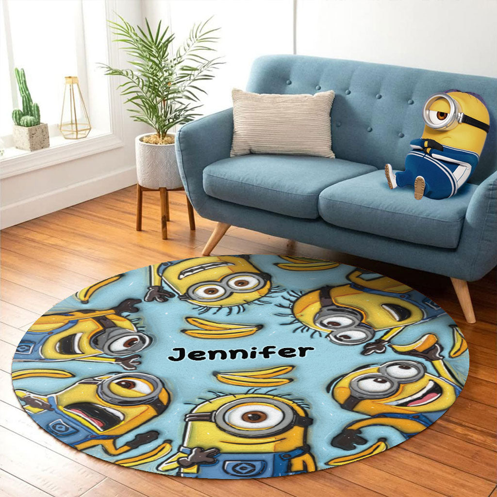 Personalized Minion Round Rug Custom Name Gift for Kids Round Rug GradoCreations