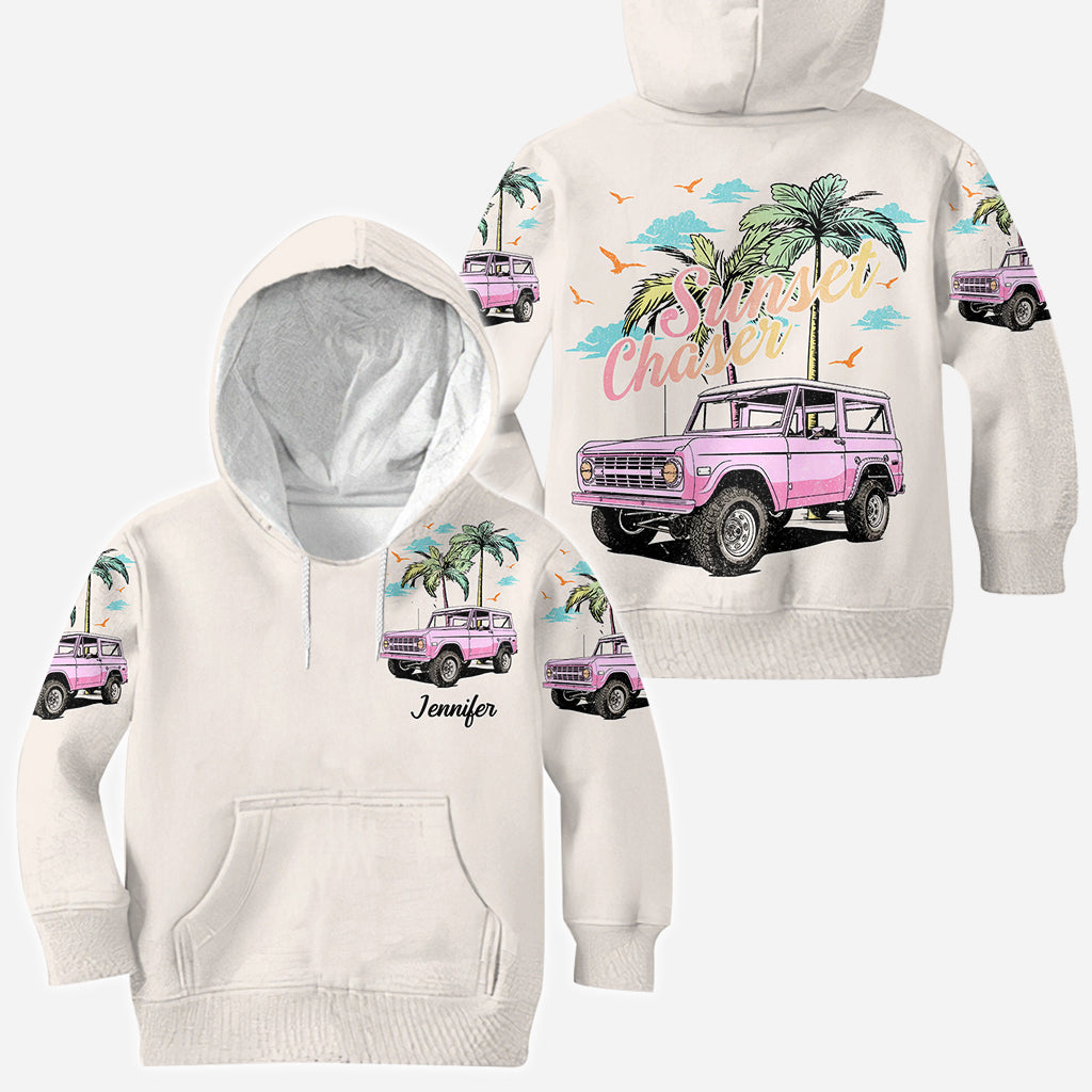 Personalized Sunset Chaser All Over Shirt with Custom Name for Beach Lovers All Over Shirt GradoCreations