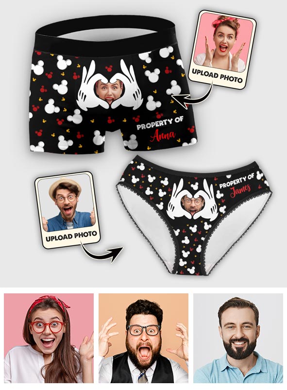 Personalized Property Of Couples Briefs Custom Name Lace Boxer Briefs Lace Border Women Briefs And Men’s Boxer Briefs GradoCreations
